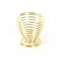 Golden spiral stainless steel egg cup holder stand with a stable conical metal wire base - Egg Holder / Gold