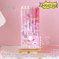Pink erasable gel pens 0.5mm with cute beaver cartoon pattern in a set of 6 pieces - Little Beaver 6Pcs/Box-Crystal Blue Ink