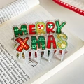 Christmas hair claw clip with Merry Xmas text and red glitter finish for holiday season - Merry Christmas-7.4cm