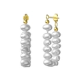 Elegant baroque pearl hoop earrings with gold-plated S925 sterling silver hardware - Golden Baroque Pearl Beaded Hoop Earrings (GPE66)