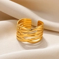Adjustable multilayer gold cross ring in stainless steel with a matte finish - Gold Criss-cross Style