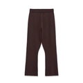Detail shot of high-quality dark brown ribbed knit flare pants with soft texture - S / Coffee Pants