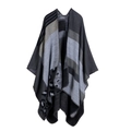Damen Poncho-Umhang aus Kaschmir-Imitat mit geometrischem Leoparden- und Zebramuster - Leopardenmuster Schwarz