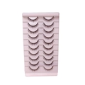Set van 10 paar Russische DD curl kunstwimpers op een roze display-lade - Zwarte natuurlijke stijl (TK09) / DD Krul