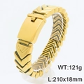 Chunky gold V-link stainless steel bracelet for men with 18mm width and rectangular clasp - Gold (KB210380-KJX)
