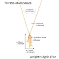 Pink enamel fish pendant necklace in gold stainless steel with detailed scale texture - Pink Fish Pendant Necklace (TXP298-6) / 42+5cm