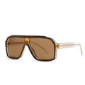 Vintage Oversize quadratische Sonnenbrille mit braunen Gläsern und bernsteinfarbenem Rahmen - Tee Rahmen Tee Gläser