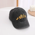Faded grey boys baseball cap with yellow excavator embroidery on cotton canvas - 52-54cm / Black