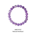 Natural purple amethyst beaded bracelet with round translucent gemstones and unique textures - Natural Amethyst Main Bead Style (WB335)
