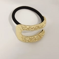 Minimalist gold metal hair tie featuring a creative lava texture charm for women - Irregular Square Hollow Gold