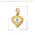 Technical size specs of gold evil eye heart pendant with dimensions 30mm x 16mm - YF101 Blue Enamel Evil Eye Heart (30x16mm)