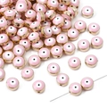 Pink evil eye flat resin beads with gold metal base for DIY jewelry making - 10 Pieces Pack / Gold Edge - Pink