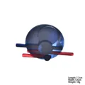 Modern acrylic brooch with blue circular base and geometric red-black-blue overlays - 7.7cmx5.4cm / Dark Blue