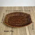 Brown oval imitation rattan tray for snacks and bread, 29x22x4 cm, 170g weight - Oval Flat Top Large / Dark Coffee