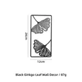 Décoration murale feuille de ginkgo en métal noir, cadre rectangulaire 24x12cm - Feuille de Ginkgo Rectangulaire / Noir