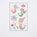 Waterproof cartoon mermaid tattoo stickers for kids featuring octopuses and sea stars - Mermaid (WS-A027)
