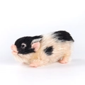 Stress relief silicone toy piglet model with black and white artificial fur - Flocked Spotted Pig with Curly Tail