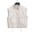 Chaleco acolchado minimalista en blanco crema con cuello alto y dobladillo ajustable - XS / Blanco