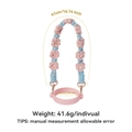 Pink and blue daisy flower woven cup lanyard with pink silicone ring and metal hook - K68824 Blue Pink