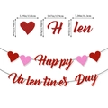 Red glittery Happy Valentine's Day heart banner party decorations with size measurements - Valentine's Day Red Pink Heart Letter Banner (Glitter)