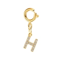 Micro-paved zircon letter H pendant in 14k gold finish with spring clasp for jewelry DIY - Letter Pendant-H