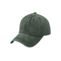 Detail of vintage washed cotton baseball cap in dark green showing premium fabric texture - Dark Green