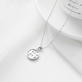 Silver stainless steel necklace with shell pendant showing boy and girl silhouette - Portrait / Silver