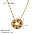18k gold plated stainless steel necklace with black zircon heart charm on gear pendant - Ring Black Heart Pendant Necklace (JDN2309015-BK) / Gold/Black