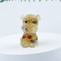 Miniature Schnauzer dog figurine crafted from translucent amber-colored crystal gravel - 51 Yellow Agate