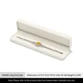 Cream velvet long jewelry box for necklaces or bracelets with silver cubic zirconia bracelet - Long Chain Storage Box-H04505