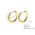 French style gold plated stainless steel hoop earrings with 22mm outer diameter - 2.0*18mm / Gold