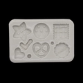 Gray silicone mold featuring anchor, star, and waffle shapes with HAPPY engraving - 2# Biscuit Dessert Theme / Gray