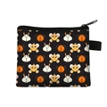 Cartoon animal print coin purse featuring orange dog and tiger on black polyester - Black Colorful Cartoon Animals