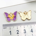 Purple and yellow gradient butterfly pendant with gold back and 25mm scale ruler - 1Pc Purple & Yellow Drip Oil Butterfly / 15*20mm