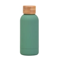 Green matte 350ml stainless steel water bottle with natural eco-friendly bamboo lid - 350ml / Grey Green