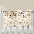 Cotton baby crib hanging organizer with dual pockets and floral rabbit prints - Squirrel