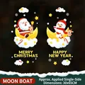 Merry Christmas electrostatic glass sticker with Santa and Reindeer, size 30x65cm - Moon Boat (XL6118)