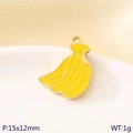 Banana shaped 18K gold plated charm with yellow enamel for DIY jewelry making - Yellow Banana Bunch (KLJ10800-ZLA)