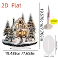 2D flat acrylic Christmas snow cabin standing plaque with white base for festive decor - Forest Cabin Snow Scene 27