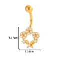 Gold plated belly button ring featuring a floral design with clear sparkling zircons - Heart Flower Style (01168-3#) / Gold