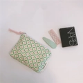 Floral cotton mini pouch for coins and earphones with pink floral print and zipper - Pink Small Floral