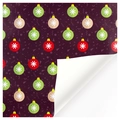 Christmas gift wrapping paper with purple background and colorful festive bauble patterns - Style 3