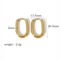 Détail de boucles d'oreilles ovales en acier inoxydable doré avec dimensions précises - Style Ovale (TE6031-7-205)