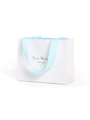 Elegant white paper gift bag with light blue ribbon handles and gold foil lettering - Tote Bag (With Text) / White Green