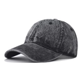 Vintage washed charcoal grey baseball cap with classic six-panel design for men and women - Washed Denim Black