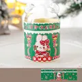 Christmas DIY rabbit stickers for transparent bear-shaped dessert containers 12.5cm height - 7.5cm Bear Head Jar with Green Rabbit Sticker