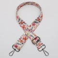 Adjustable wide canvas shoulder strap with floral patterns and dark grey metal buckles - No.634 Floral Pattern - Gunmetal Hook