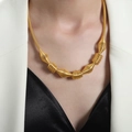 Woven gold spiral ball necklace in 18K finish with artistic minimalist spring texture - Gold (P1774)