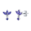 Elegant S925 sterling silver butterfly earrings with violet cubic zirconia accents - Blue Silver
