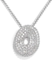 Silver boxed chain necklace with oval pendant featuring paved sparkling cubic zirconia - Letter O / Silver